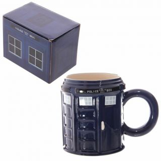 Round The Doctor Police Box Tardis Shaped Large 3d Ceramic Mug And Boxed