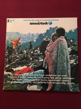 Woodstock Soundtrack Vinyl Lp Record 3 Record Set Cotillion Records.  Ex