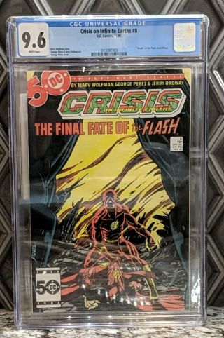 Crisis On Infinite Earths 8 White Pages Cgc 9.  6 Wolfman Perez - Death Of Flash