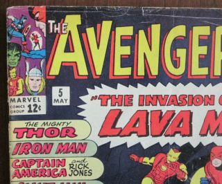Avengers 5 (1964) Invasion of the Lava Men.  Kirby artwork. 6