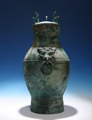 Archaic Chinese Han Dynasty Ritual Taotie Bronze Pot With Cover Old Guan Cs89