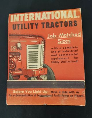 Vintage Ih International Harvester,  Advertising Matchbook Full
