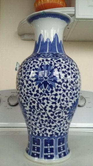 Antique Chinese Porcelain Blue White 14 " Planter Vase - Jardinere Brush Pot Urn