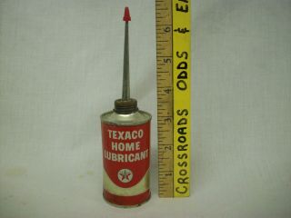 Nos Full Vintage Texaco Home Lubricant Oil Metal Can W/spout & Tip