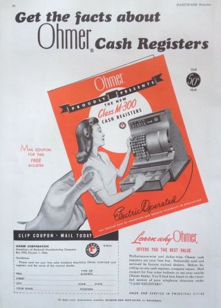 1948 Ad.  (xd19) Ohmer Corp.  (rockwell Mfg.  Co. ) Dayton,  Ohio.  Ohmer Cash Register