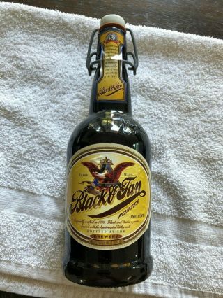 1997 Budweiser American Originals Black And Tan Beer Bottle W Ceramic Flip Top