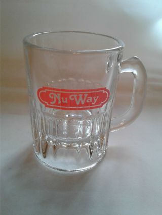 Vintage Nu Way Root Beer Mug Glass Mini 3.  25 " Nu Way Advertising