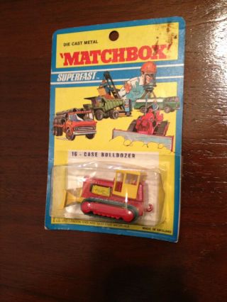 Vintage Matchbox Superfast Case Bulldozer On Card 1971