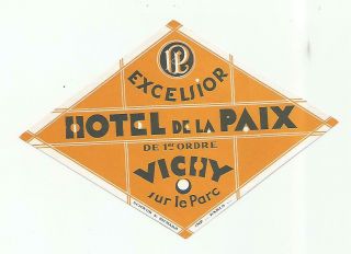 Hotel De La Paix Luggage Label (vichy)