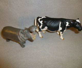 Schleich Hippopotamus 1996 & Farm Cow 