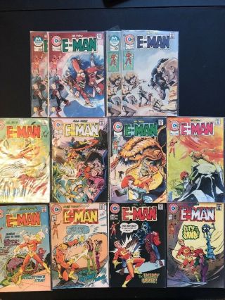 1970’s Charlton Comics E - Man Complete Run 1,  2,  3,  4,  5,  6,  7,  8,  9,  10