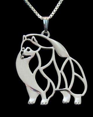 Pomeranian Standing Dog Pendant Necklace - Fashion Jewellery - Silver Plated