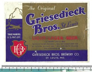 Usa Irtp Missouri Mo.  St.  Louis Griesedieck Bros Lager Beer Airplane