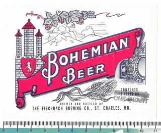 Usa Missouri Mo.  St.  Charles Fischbach Bohemian Export Beer Set Of 3 Diff Labels