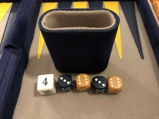 Vintage Backgammon Game Navy Blue and Gold With Butterscotch & Navy Blue Chips 4