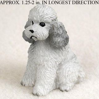 Poodle Mini Hand Painted Figurine Hand Painted Gray Sport
