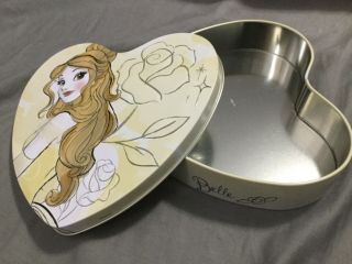 Disney Princess Heart Shaped Tin | Belle | Beauty And The Beast | Yellow Modern