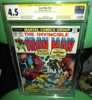 Iron Man 55 Cgc 4.  5 Marvel Comics 1st Thanos Signed Jim Starlin & Joe Sinnott