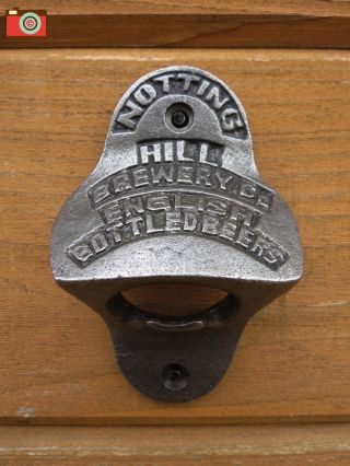 A Wall Mount Notting Hill Brewery Bottle Opener,  Cast Iron,  Kitchen,  Bar,  Patio