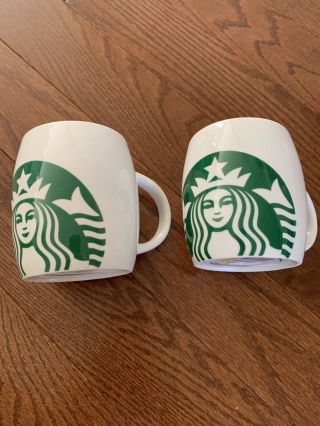 Starbucks Mugs,  Set Of Two,  White Green,  14 Oz,  Mermaid Logo,  2010,  Times Square,  Nwt