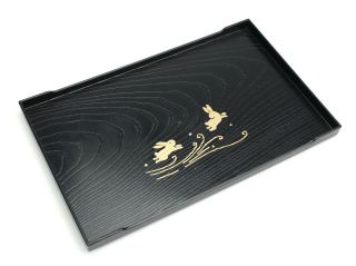Japanese Lacquer Serving Tray,  Rabbit (usagi) Design 25.  4cm For Tea,  Sake,  Sushi