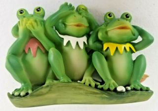 Frogs Statuette Figurine See Hear Speak No Evil