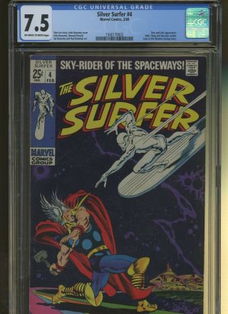Silver Surfer 4 Cgc 7.  5 | Marvel | Thor & Loki App.  Hulk,  Thing,  Hercules Cameo.