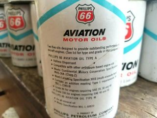FULL NEAR 1960s Vtg PHILLIPS 66 AVIATION MOTOR OIL Old 1qt Oil Can NOS FULL 5