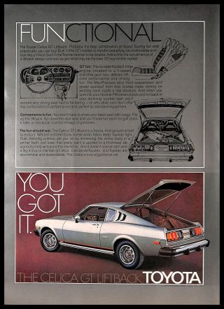 1977 Toyota Celica Gt Liftback Silver Functional Car Vintage Print Ad Sporty 70s
