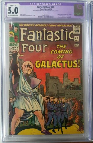 Fantastic Four 48 Cgc 5.  0 Restored 1st Appearance Silver Surfer Galactus Read