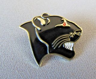 Black Panther Head Style Black Red White Enamel On Gold Tone Base Lapel Pin