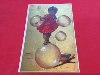 Vintage Black Americana Advertising Card Child Acrobat Iridescent Color Backgro