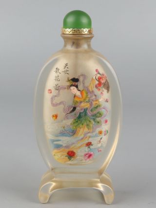 Chinese Exquisite Handmade Mythology Figure Fairy Glass Snuff Bottle