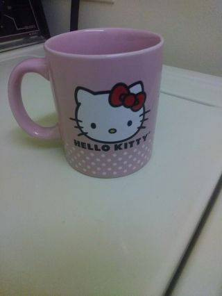 Hello Kitty 1976,  2011 Double Sided Design Sanrio Pink Ceramic Coffee Mug
