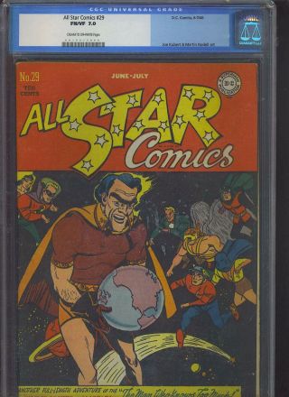 All Star Comics 29 Cgc F/vf: 7.  0 Cm - Ow; Kubert - A
