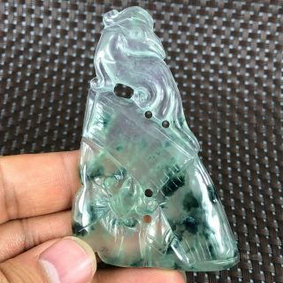 Chinese Handwork Collectible Ice Green Jadeite Jade Rare Phoenix & Ruyi Pendant