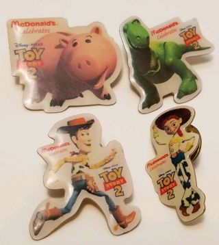 4 Toy Story 2 Pin Backs Disney Pixar Mcdonalds 1999 Woody Rex Hamm Jessie Movie