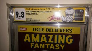 TRUE BELIEVERS: FANTASY 15 CGC 9.  8 SS SIGNED BY STAN LEE.  RED SIG LABEL 3