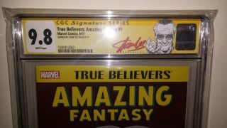 TRUE BELIEVERS: FANTASY 15 CGC 9.  8 SS SIGNED BY STAN LEE.  RED SIG LABEL 4