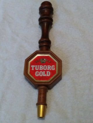 Vintage Tuborg Gold Beer Tap handle - - plastic and wood 2