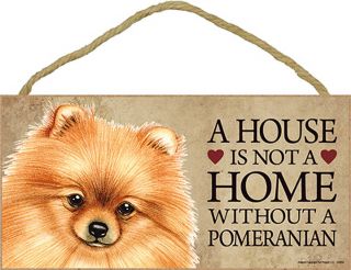 Pomeranian Wood Dog Sign Wall Plaque 5 X 10,  Bonus Coaster