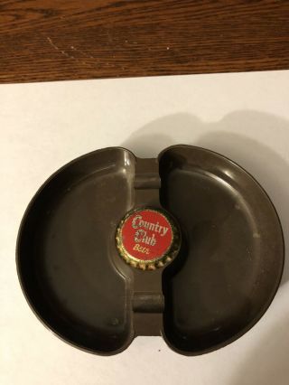 Vintage Country Club Beer Bottle Cap Plastic Ashtray
