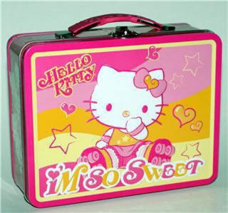 Tin Metal Lunch Snack Toy Box Embossed Sanrio Hello Kitty Sweet