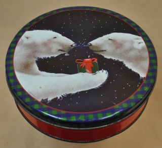 Metal Tin Can Container Christmas Gift Box With Lid Before Coca Cola Polar Bears