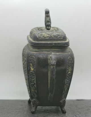 Stunning Antique Japanese Bronze Pierced Incense Burner 3