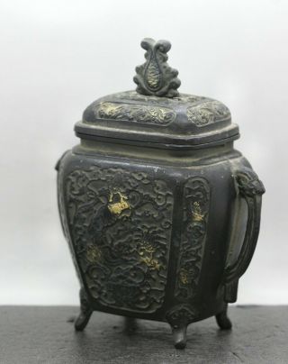 Stunning Antique Japanese Bronze Pierced Incense Burner 4