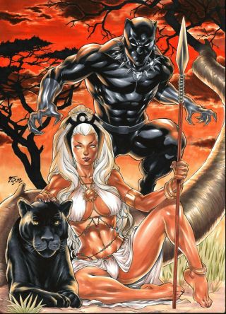 Black Panther And Storm (11 " X17 ") By Fred Benes - Ed Benes Studio