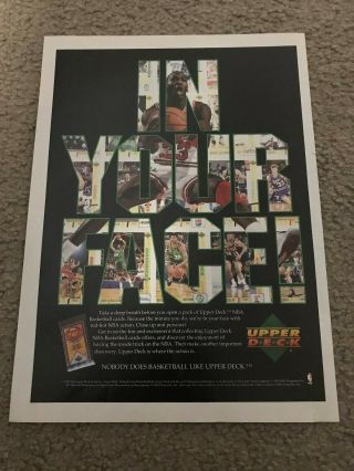 Vintage 1992 Michael Jordan Upper Deck Poster Print Ad 1990s Basketball Cards