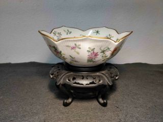 Rare Antique Chinese Porcelain Famille Rose Bowl W/ Insects And Flowers Marked