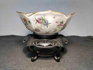 RARE ANTIQUE CHINESE PORCELAIN FAMILLE ROSE BOWL W/ INSECTS AND FLOWERS MARKED 3